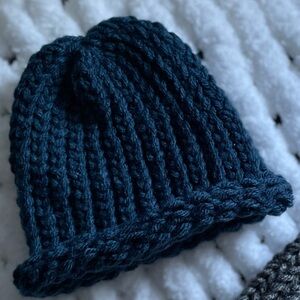 Newborn Handmade Baby Knit Hat. Navy Blue. Made to order